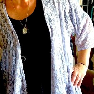 Icy Lavender Lace Kimono M LuLaRoe